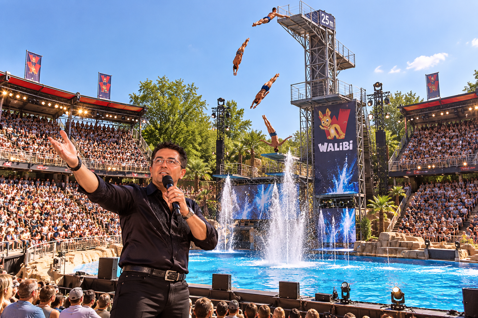 Spectacle des Plongeurs d’Acapulco à Walibi présenté par Pierre Ruby